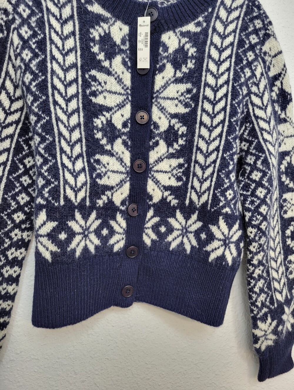 Madewell Fair Isle Cardigan Jacket in Wool NY484 Size S NWT - Picture 7 of 9